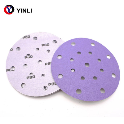 Seramik Aşındırıcı 5 İnç Yapıştırıcı Zımpara Diskleri 80 Grit Mor Kaplamalı